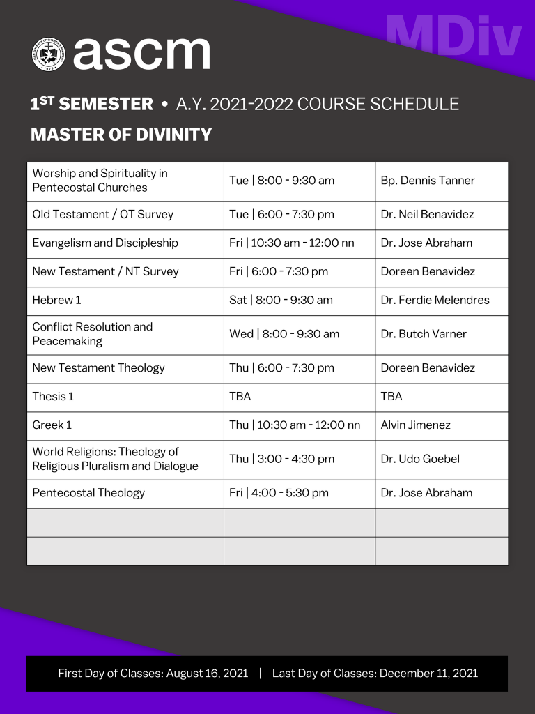 Online Course Schedules St Semester Ay Ascm